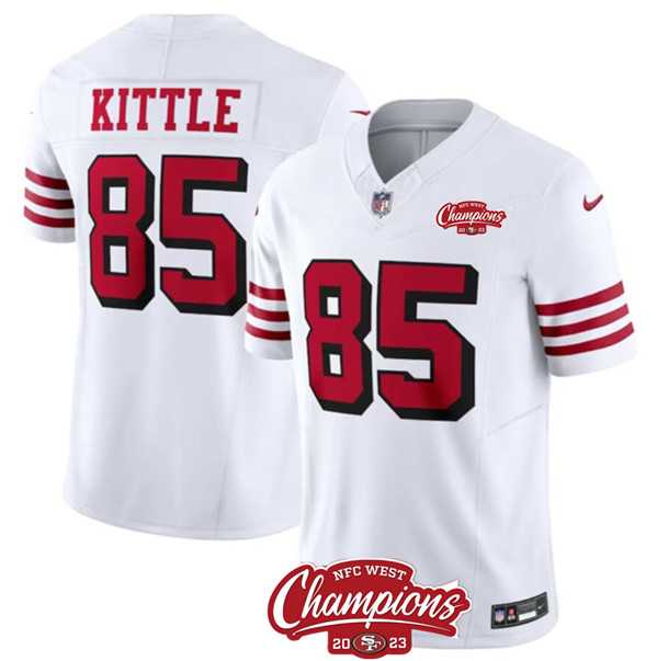Men & Women & Youth San Francisco 49ers #85 George Kittle White 2023 F.U.S.E. NFC West Champions Patch Alternate Jersey